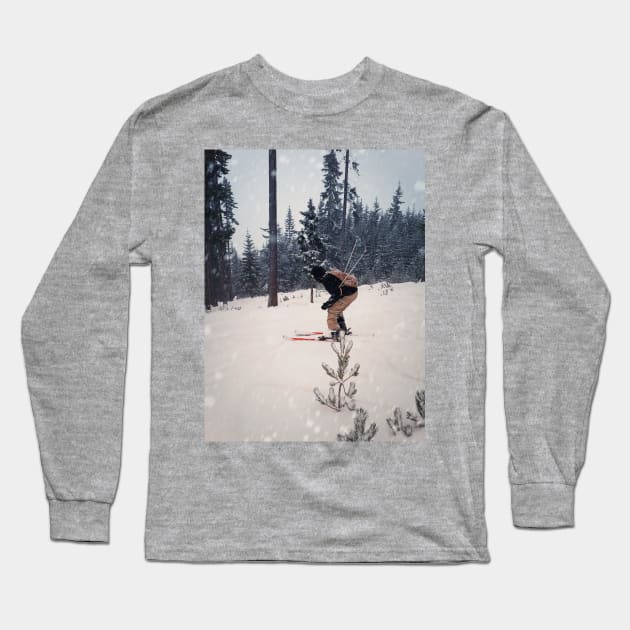 Skier Long Sleeve T-Shirt by psychoshadow